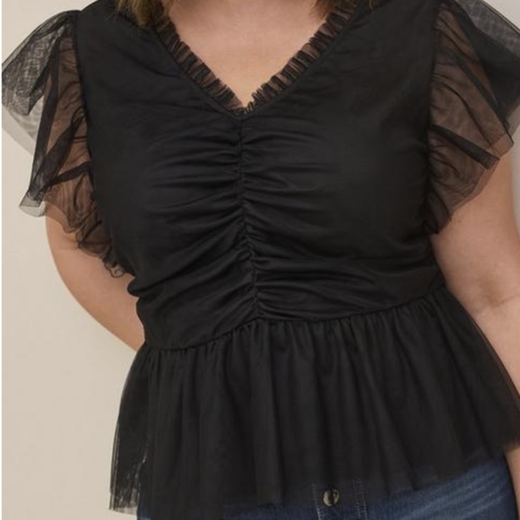 torrid Tops - Mesh Ruffle Top 3/3x/22-24